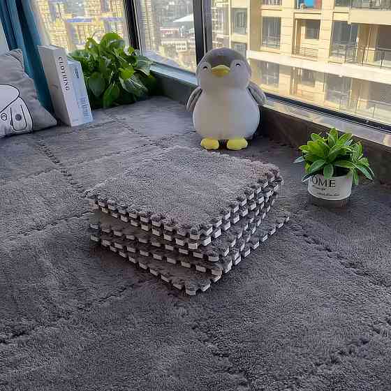 Підлога-пазл плюшева 30x30см, тепла підлога, дитячий мат, термокилимок для дому, колір сірий Кам'янець-Подільський