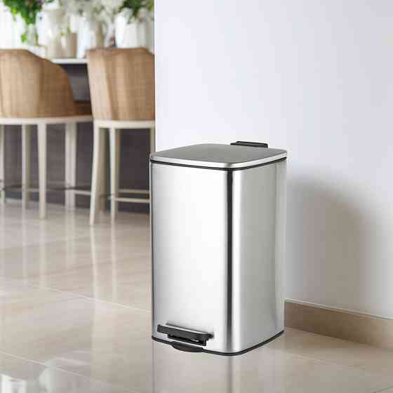 Квадратне сміттєве відро з плавним закриттям Zerix Kubix-TC0108 SS Color 8 л, колір нержавійка ZX589 Харків