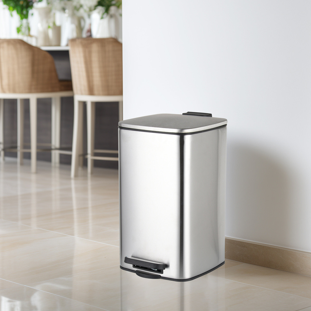Квадратне сміттєве відро з плавним закриттям Zerix Kubix-TC0108 SS Color 8 л, колір нержавійка ZX589 Харків - фото 4