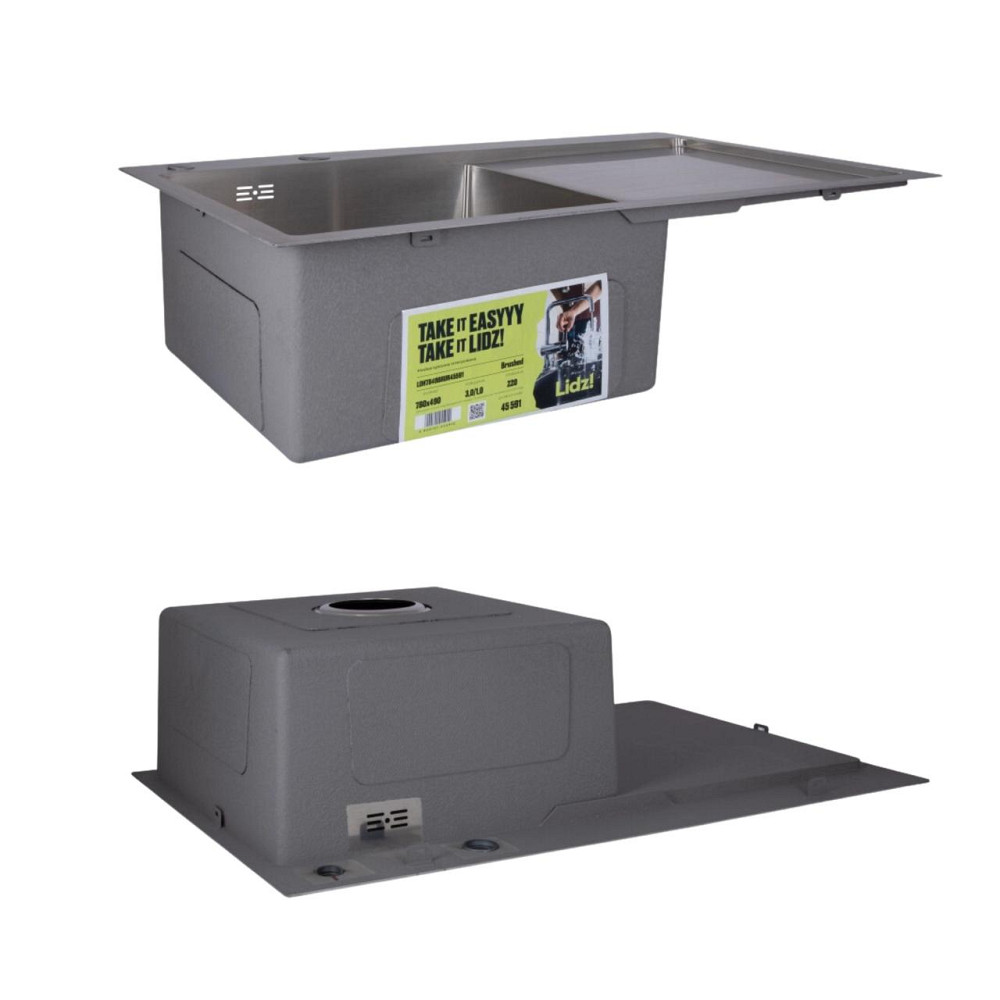 Комплект Lidz Handmade H7849R Мойка для кухни интегрированная крыло справа Brushed в комплекте с дозатором + Lidz K01G Корзина для Киев - изображение 4