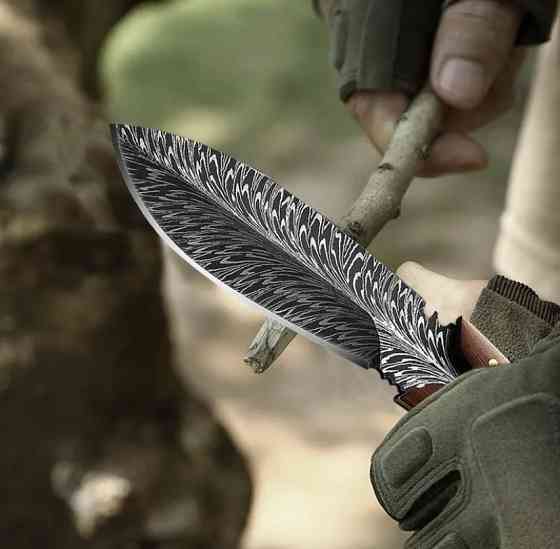 Походний ніж, ніж для полювання, рибацький ніж, ніж для кемпінга та природи, 20см, нержавіюча сталь, коричневий Київ