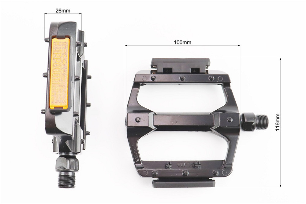 Педалі MTB широкі 9/16" (113x100x21.5mm) алюмінієві, чорні NWL-122L Київ - фото 2