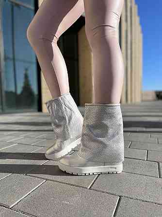 Черевики жіночі Kluchini срібні натуральна шкіра платформа 10см (3567) (4182) Коломыя