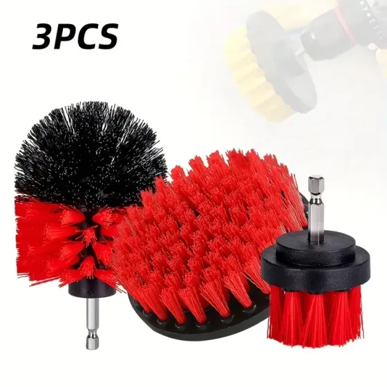 Набір щіток-насадок 3 шт для дриля та шуруповерта, нейлонові щітки для авто, кухні й ванної Київ