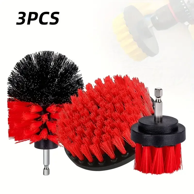 Набір щіток-насадок 3 шт для дриля та шуруповерта, нейлонові щітки для авто, кухні й ванної Київ - фото 2