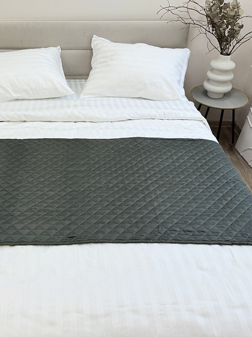 Ecotton Покривало-доріжка на ліжко Ecotton 70х230 см Саші антиалергенна двостороння сіра Nid Gr Коломия - фото 2