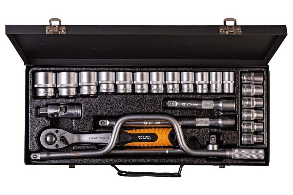 MASTERTOOL Набір інструментів MASTERTOOL PROFI ½" 24 шт 10-32 мм гнутий вороток CrV50BV30 метал Киев - изображение 7