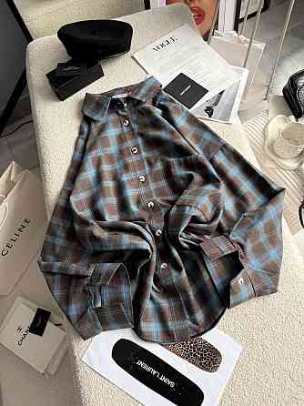 Жіноча трендова сорочка в карту батал турецька фланель Шоколадний Одеса