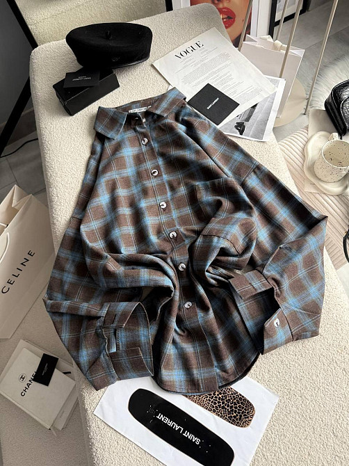 Жіноча трендова сорочка в карту батал турецька фланель Шоколадний Одеса - фото 2