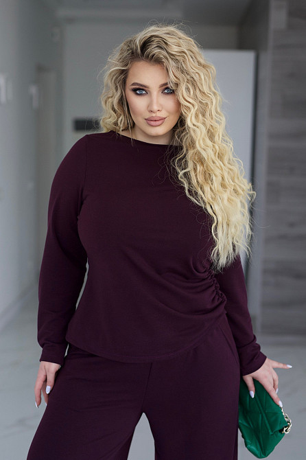 Жіночий базовий костюм з широкими штанами "Profit" | Норма і батал Марсала, 42-44 Київ - фото 6