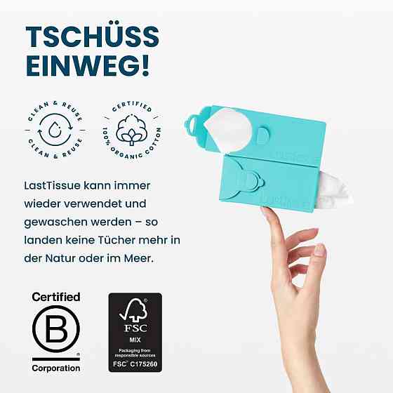 Серветка LastTissue Pack бірюзовий багаторазова органічна бавовна ультрам'яка дорожня 6 шт для чищення і макіяжу Київ