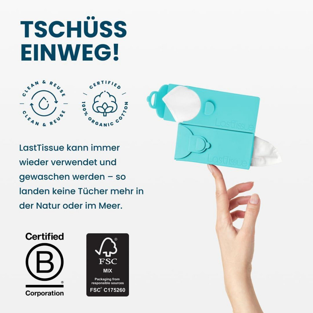 Серветка LastTissue Pack бірюзовий багаторазова органічна бавовна ультрам'яка дорожня 6 шт для чищення і макіяжу Київ - фото 5
