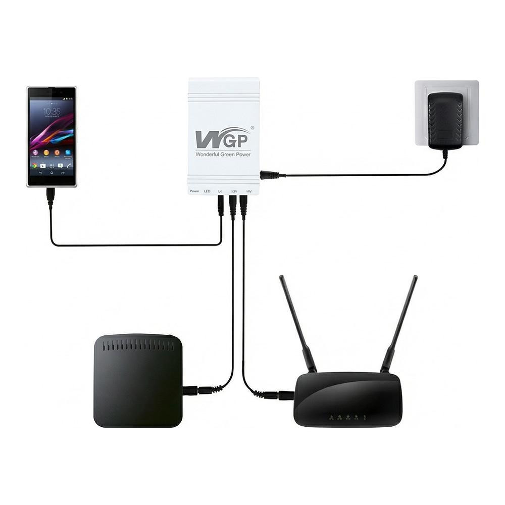Джерело безперебійного живлення Mini UPS WGP UPS103C 16000mAh 5V/12V/12V, Li-ion 4*4Ah, для роутера та оптичного терміналу Київ - фото 14