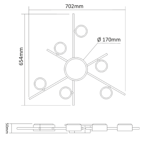 LED Світильник під лампу 6*GX53 накладний з підсвічуванням VL-SPF22B-BB Videx Житомир