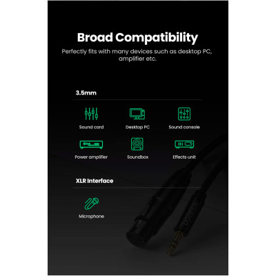 Кабель мультимедийный 3.5mm M to XLR F 1.0m AV182 black Ugreen (20763) Винница - изображение 3