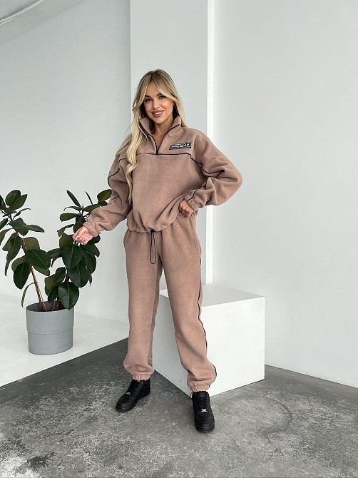 Женский флисовый женский костюм-оверсайз турецкий флис беж, 42/44 Одесса - изображение 1