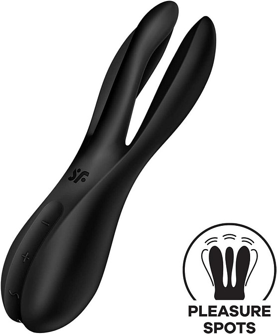 Клиторальный вибратор Satisfyer Threesome 2 Black, 3 гибких пальчика, 3 мотора Sex Aura Киев - изображение 1