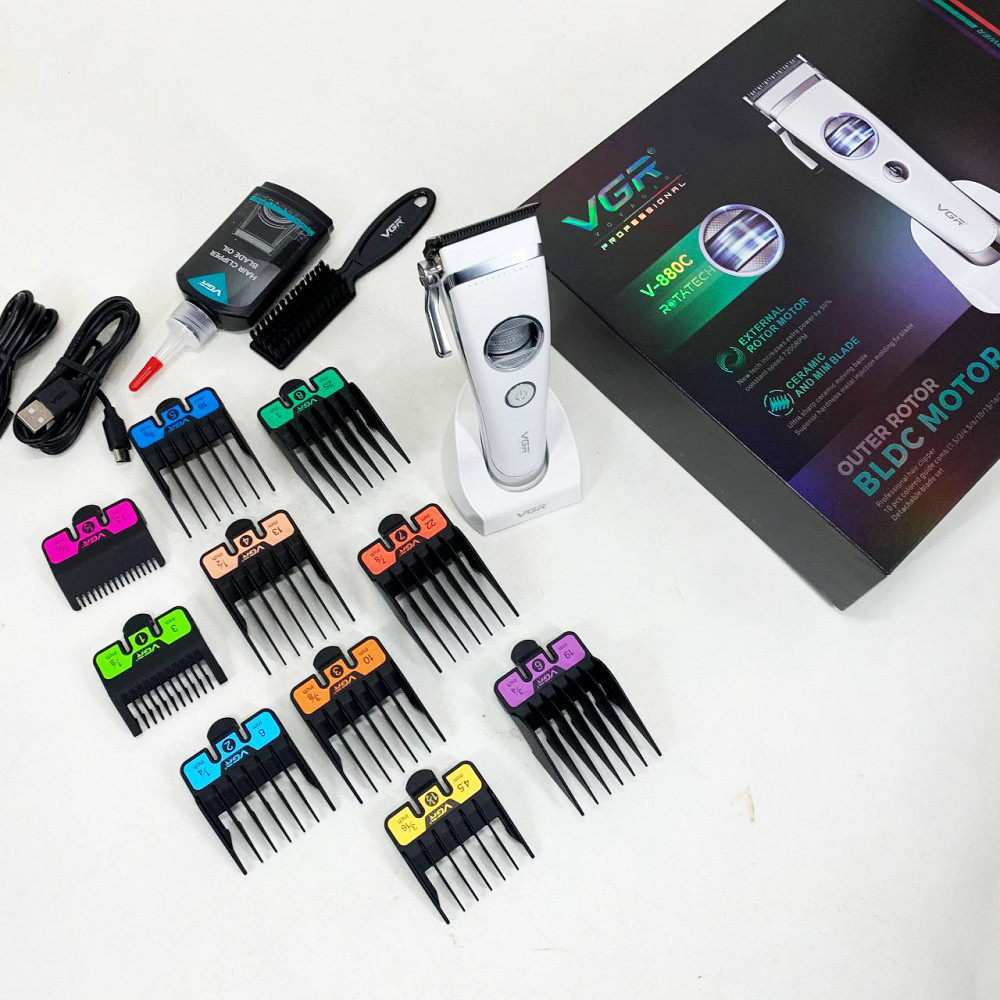 Перукарські машинки професійні VGR V-880C, Тример для складної стрижки волосся, Тример для скронь UG-82 Львів - фото 14