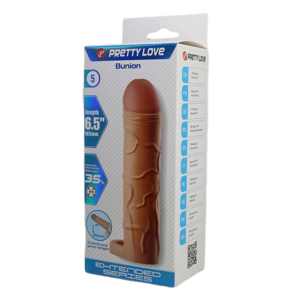 Подовжуюча насадка на пеніс PRETTY LOVE Bunion реалістична, бежева, 16.5 х 3.8 см Sex Aura Київ - фото 9