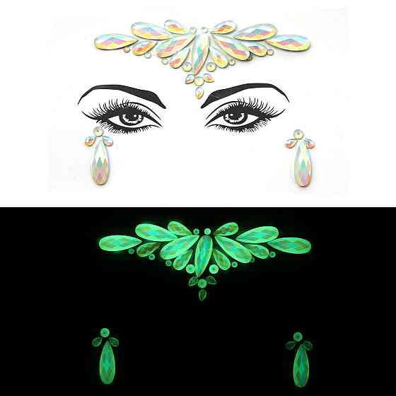 Стрази на обличчя фосфорні маскарадні one size різнобарвний Київ