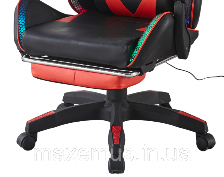 Игровое компьютерное кресло Bonro B-144 Красное с RGB-подсветкой, массажем и подножкой для геймеров Мостиська - фото 14