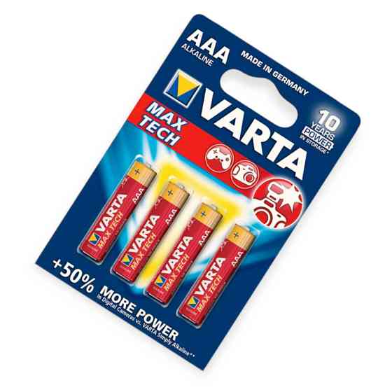 Батарейка AAA лужна 1.5V мініпальчик Varta Longlife Max Power 4шт блістер Мукачево