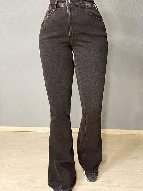 Джинсы женские Sherocco 7032 клеш от колена высокая посадка стрейчевые коричневые, чёрний з коричневим, 28, 28, 73 см, 98 см Киев - изображение 5