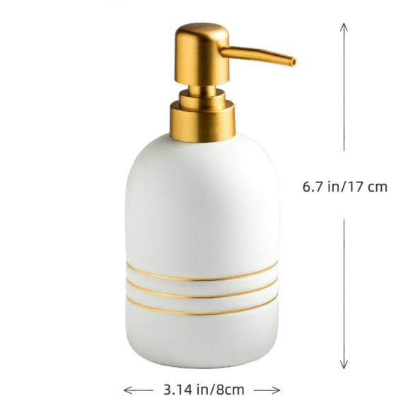 Диспенсер-дозатор для мила керамічний для ванної та кухні 380 мл, для рідкого мила та миючого засобу, білий Кам'янець-Подільський