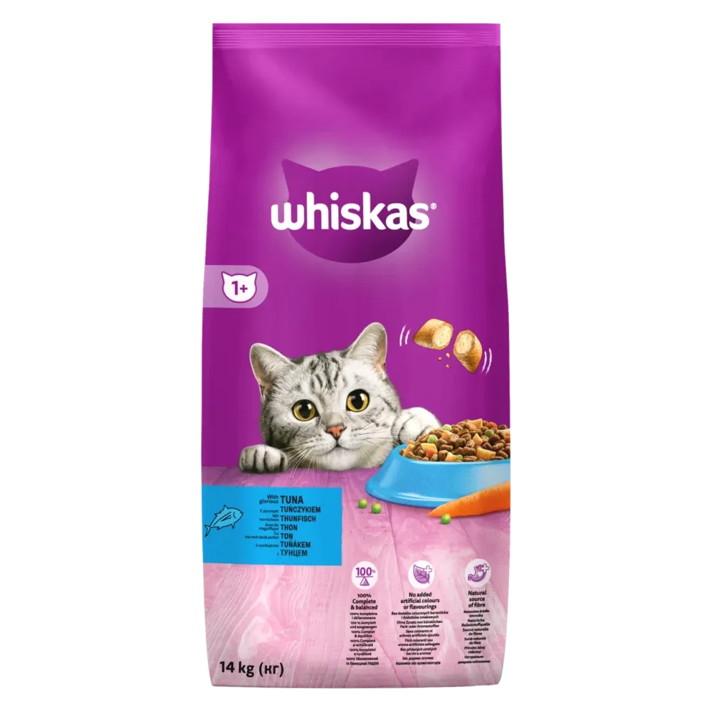 Полнорационный сухой корм для взрослых кошек Whiskas (Вискас) вкусные подушечки с тунцом, 14 кг Винница - изображение 1