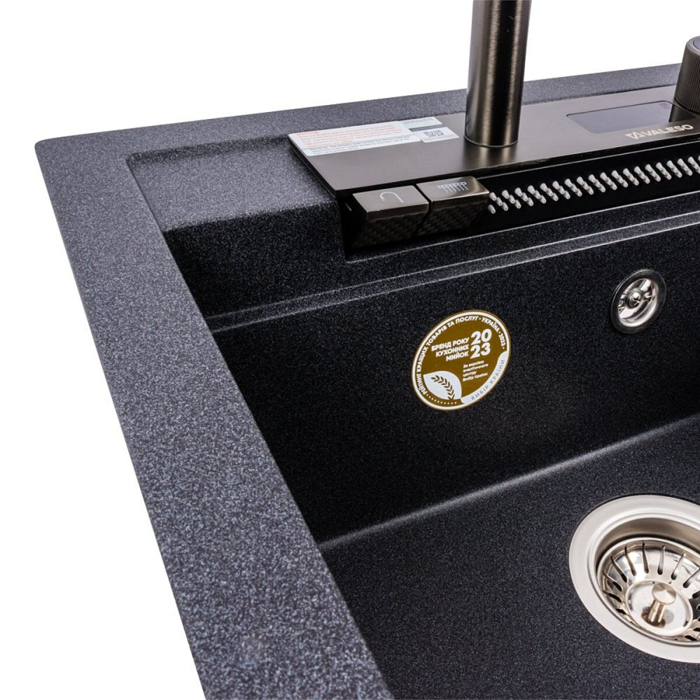 VALESO Гранітна мийка VALESO VIVA 5149 матова Карбон Коломыя - изображение 15