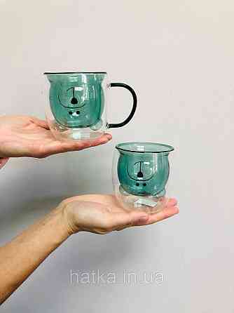 Піала без ручки чашка подвійне скло Olens "Смарагдова Умка" 250 мл смарагдовий зелений Київ