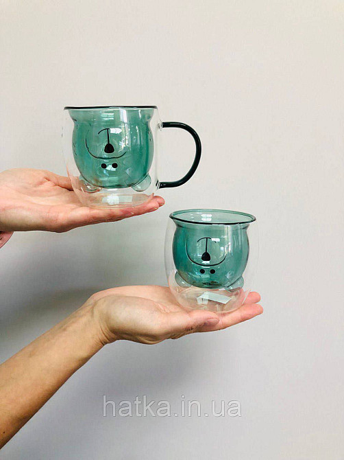 Піала без ручки чашка подвійне скло Olens "Смарагдова Умка" 250 мл смарагдовий зелений Київ - фото 3