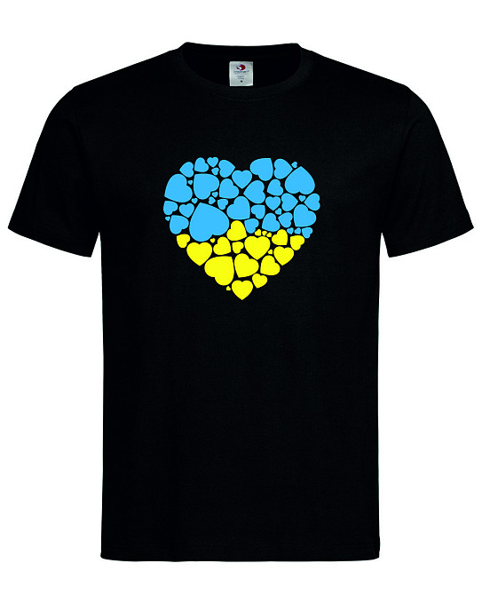Футболка «Серце України» з жовто-блакитними сердечками Чорний, XXL Городище - фото 1