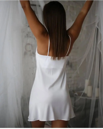 Женская ночная рубашка шелковая на регулируемых бретельках Белый 3XL Харьков