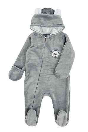 Комбінезон теплий для новонароджених із вушками, велсофт топ Крохатушка Одяг Київ