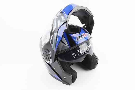 Шолом модуляр, закритий з відкидним підборіддям+відкидні окуляри BLD-159 L (59-60см), ЧОРНО-СИНІЙ Киев