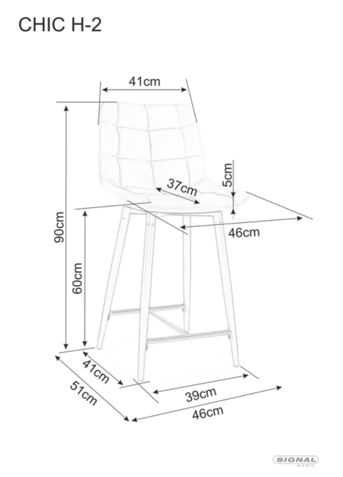 Напівбарний стілець CHIC H-2 VELVET чорний каркас/беж BL. 28 Киев - изображение 3