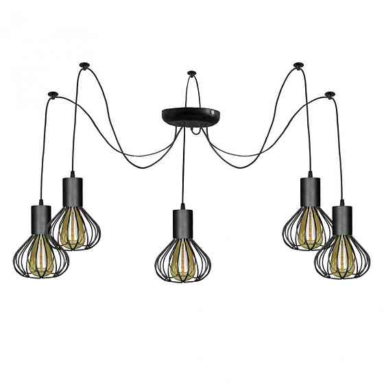 Подвесная люстра паук черная 5 ламп Е27 Lotus NL 1415--5 Одесса