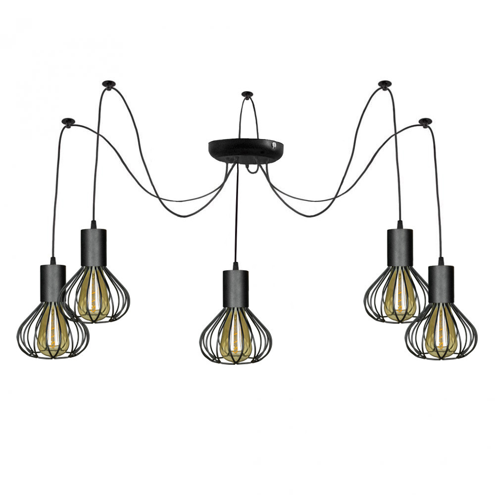 Подвесная люстра паук черная 5 ламп Е27 Lotus NL 1415--5 Одесса - изображение 1