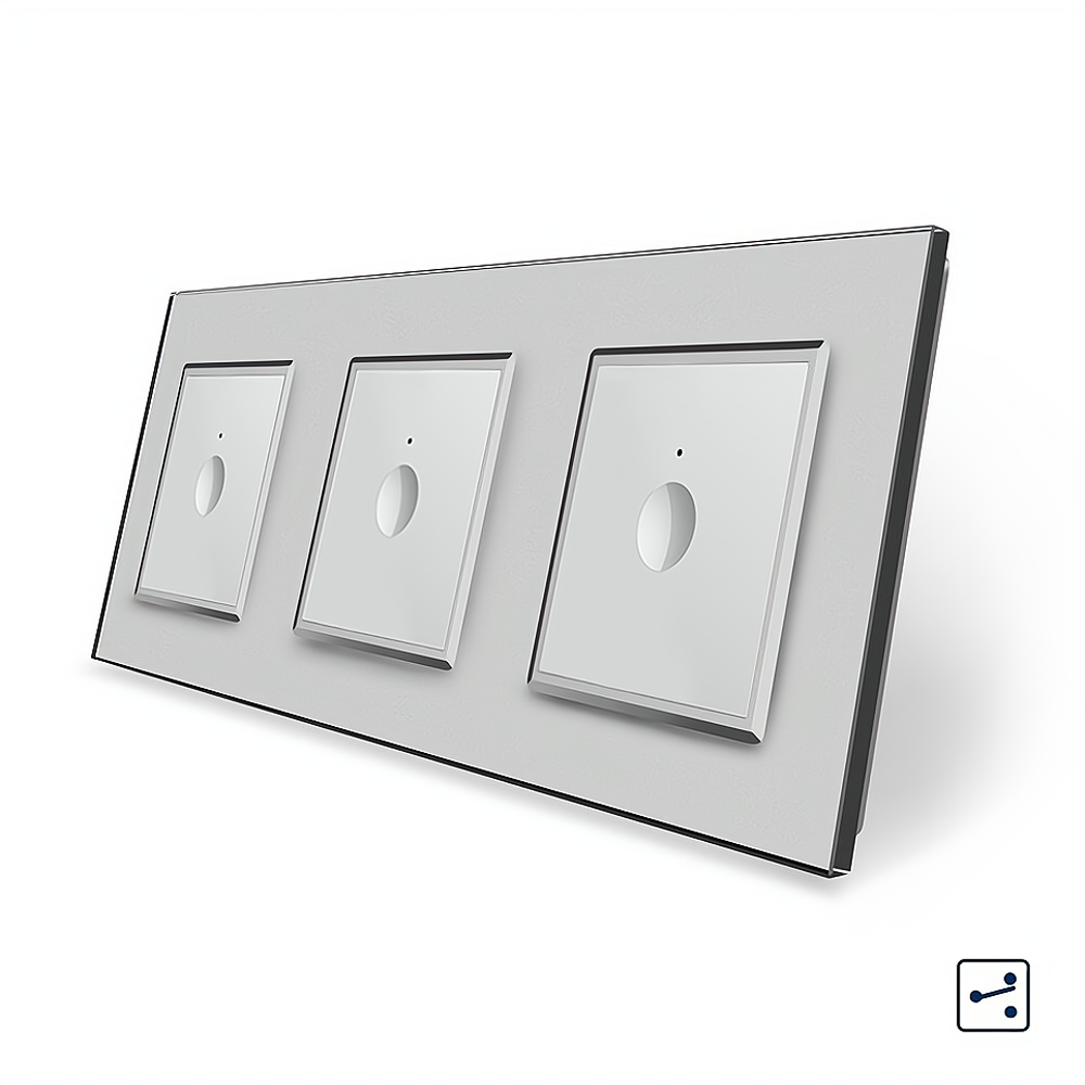 LIVOLO Сенсорний прохідний/перехресний вимикач Sense 3 сенсора (1-1-1) Livolo сірий скло (VL-C7 Коломия - фото 1