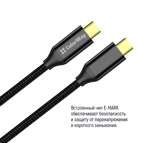 Кабель USB PD Type-C/Type-C ColorWay CW-CBPDCC062-BK Gen2 5,0А 100W 1м чорний Житомир
