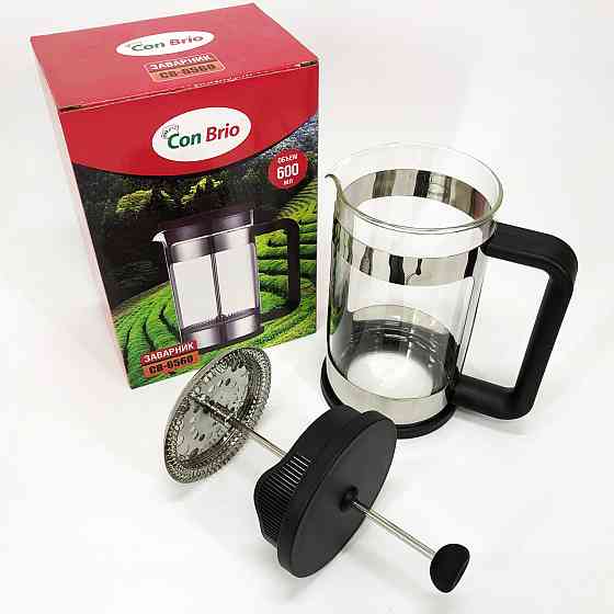 Скляний заварник Con Brio CB-6560 600 мл, Френч-прес для міцної кави, Френч-прес для кави до кавоварки UA-46 Івано-Франківськ