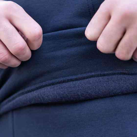 Тепле чоловіче худі на флісі з капюшоном темно-синє Pobedov 007 ЗИМА Київ