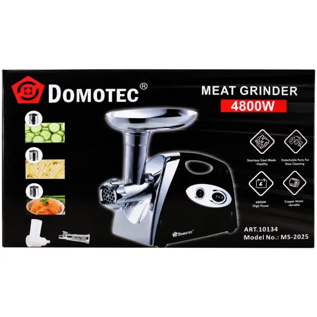 М'ясорубка електрична DOMOTEC MS-2025 3в1 4800Вт із соковижималкою, терками, шатківниками та реверсом Одеса - фото 1