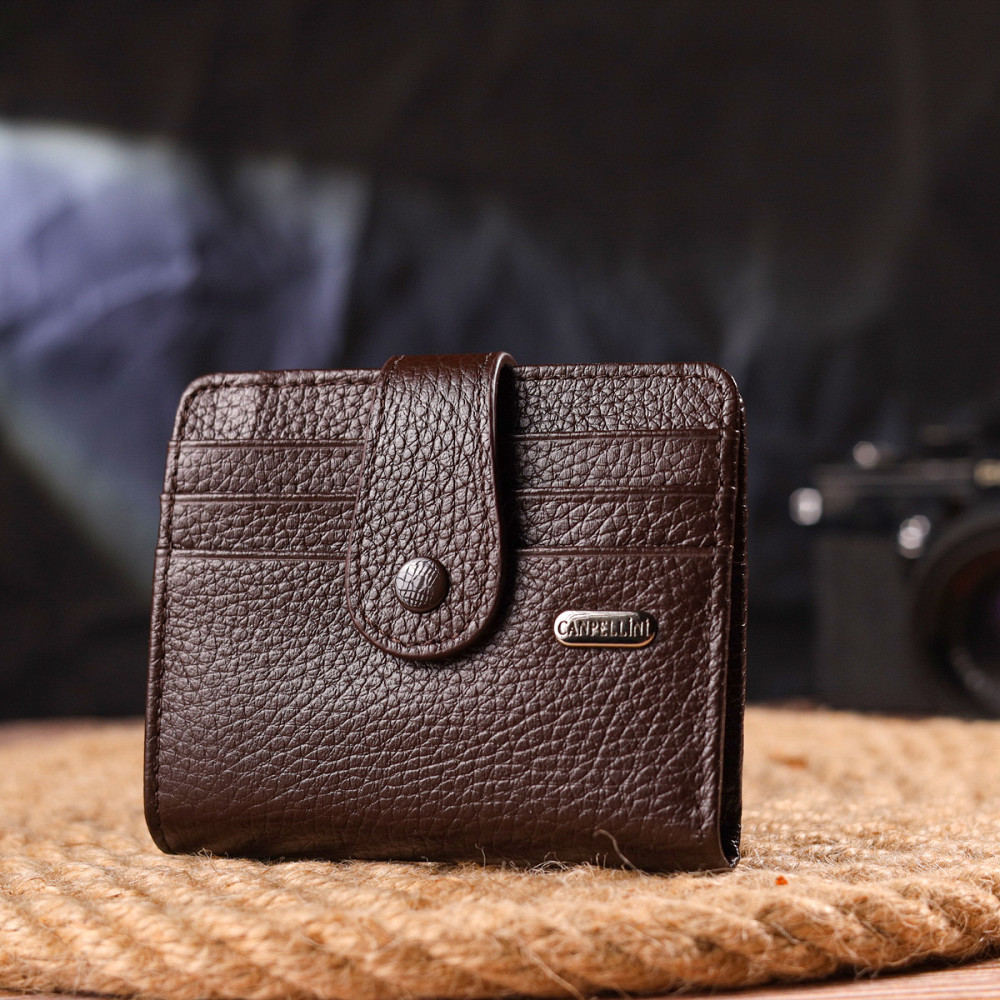 Компактный кошелек для мужчин из натуральной зернистой кожи Коричневый (CANPELLINI) Киев - изображение 2