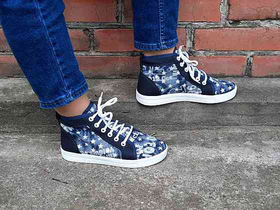 -Женские Кроссовки Мокасины Слипоны Синие Кеды Джинсовые (размеры: 39) - 53 Днепр