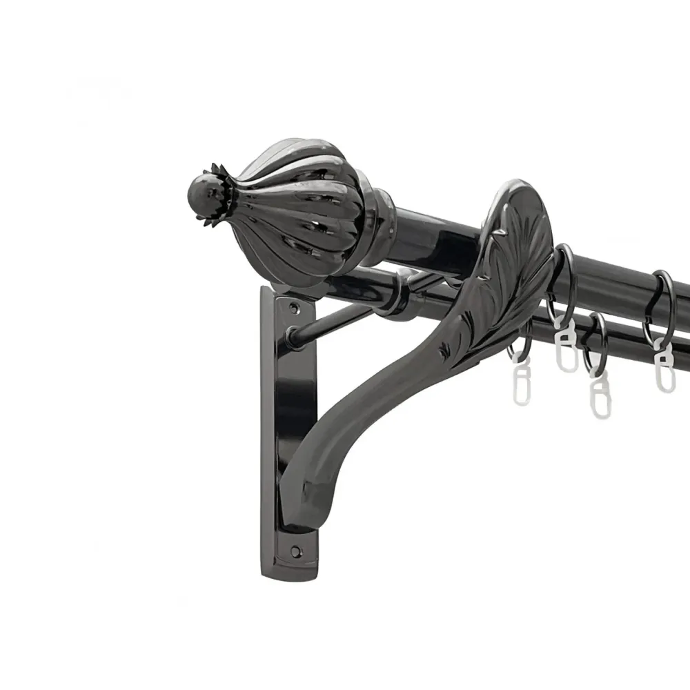 Карниз Orvit Таджа металевий дворядний ретро гладка труба кільце металеве Онікс 25\19 мм 240 см (00-00021521) Львів - фото 1