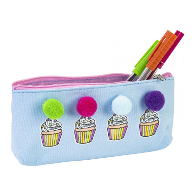Пенал Cool For School з помпонами 1 відділення блакитний (CF87037) Вінниця - фото 2