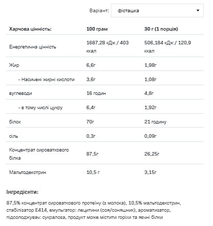 Whey Protein - 2200g Pistachio Київ - фото 2