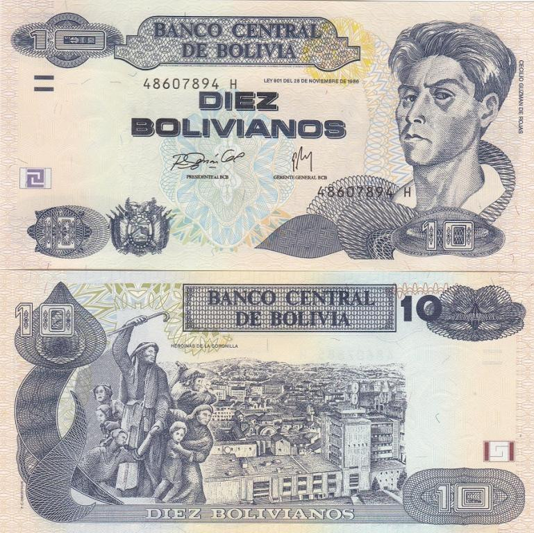 Bolivia Боливия - 10 Bolivianos 1986 UNC Полтава - изображение 1